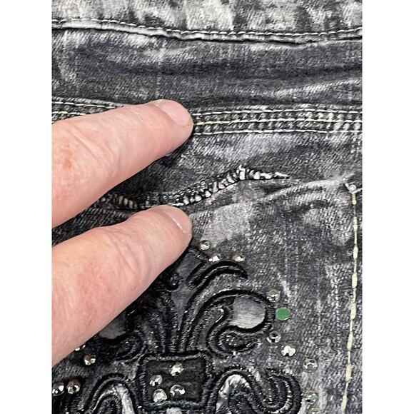 Red Rivet Jeans Black Spots/Gray Bedazzled/Embellished Pockets Women’s Size 9 - Picture 13 of 14